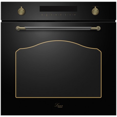 Luxor RPL 60 BL Classico UNIQUE Ultra AN 3 скла дверей + камінь для піци у подарунок , ретро антрацит, чорний