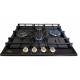 Варильна поверхня газова Luxor Gold Vintage 60 Emaille Turbo Wok Italy BK + кругла підставка Wok у подарунок,чорна