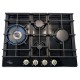 Варильна поверхня газова Luxor Gold Vintage 60 Emaille Turbo Wok Italy BK + кругла підставка Wok у подарунок,чорна