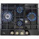 Варильна поверхня газова Luxor Gold Vintage 60 Emaille Turbo Wok Italy BK + кругла підставка Wok у подарунок,чорна