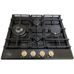 Варильна поверхня газова Luxor Gold Vintage 60 Emaille Turbo Wok Italy BK + кругла підставка Wok у подарунок,чорна
