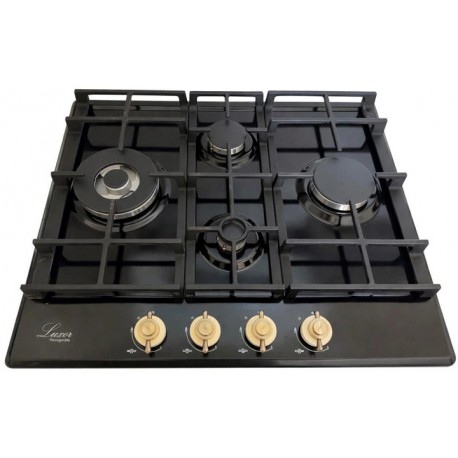 Варильна поверхня газова Luxor Gold Vintage 60 Emaille Turbo Wok Italy BK + кругла підставка Wok у подарунок,чорна
